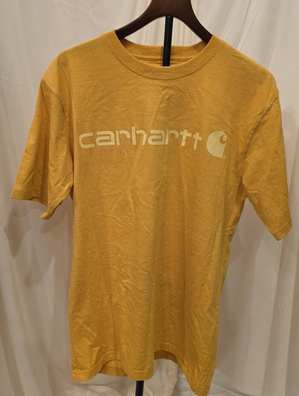 Carhartt Mens Sz Small Yellow Heather Heavyweight Loose Fit Logo Graphic T-Shirt